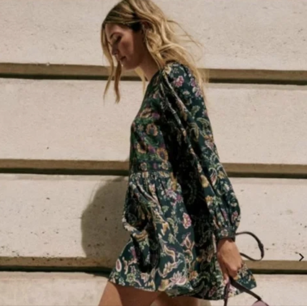 Sezane Andrea mini dress many arabesque print size 8